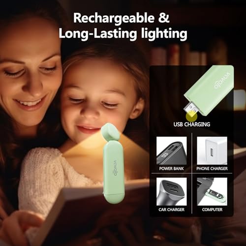 VAVOFO Green USB Rechargeable Book Light with Bookmark Clip, Dimmable LED Reading Lamp
