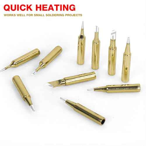 Soldering Iron Tips 900M Solder Lead-free Tips 10pcs for HAKKO 936,937,907 Atten, Quick,Ryobi, Aoyue, Yihua,Vastar,Sywon,Tabiger,SOAIY and X-Tronic Solder Gun/Station (Gold)
