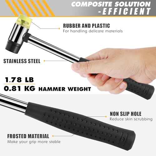 2-Pack Rubber Mallet Hammer Set, 8oz & 25mm Small Rubber Mallet Hammer Tool, Rubber Mallet for Flooring, Tent Stakes, Woodworking, Camping, Crafts, Jewelry Wood Rubber., LOZ-M0825