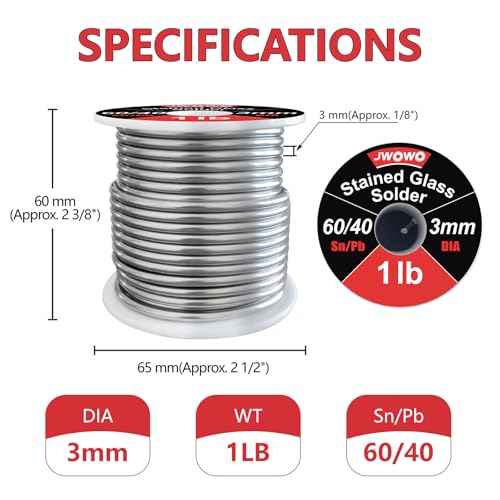 60/40 Solder for Stained Glass, 1/8"(3mm) Dia, 1 lb Spool