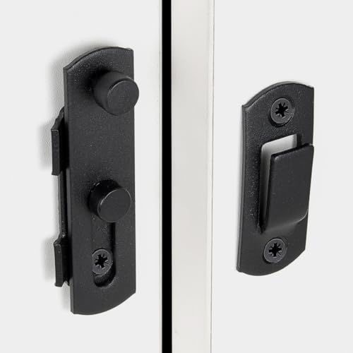 INIRET 2 Pack Matte Black Stainless Steel Barn Door Latch Bi-fold Lock Small