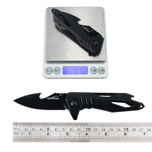 ALBATROSS Folding Pocket Knife - Multi-functional knife with Bottle Opener, Glass Breaker & Seatbelt Cutter - Outdoor Everyday Carry Knife (Black, AS-19652-BK)