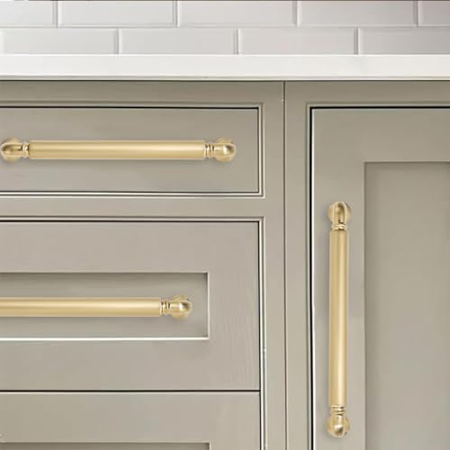 Khtumeware 10-Pack 6 Inch Champagne Bronze Heavy-Duty Cabinet Pulls Satin Brass Handles