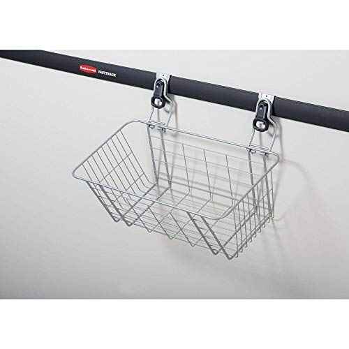 Rubbermaid Garage FastTrack Wire Mesh Basket Wall Mounted Storage System Holds up to 50 pounds Satin Nickel for Tool/Toy/Sports Equipment