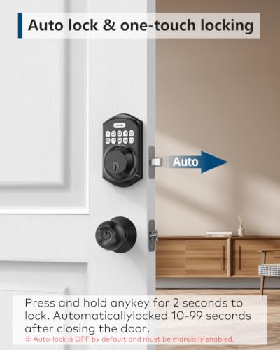 TEEHO Keyless Entry Deadbolt with Keypad - Matte Black Smart Lock for Front Door