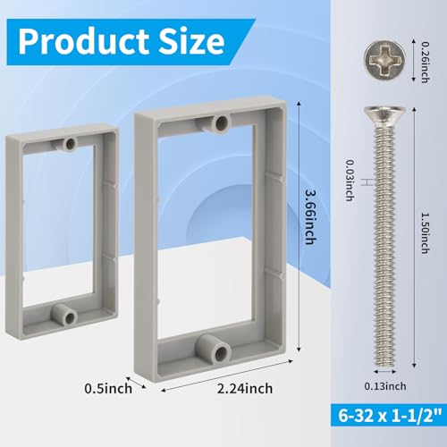 Gray 4-Pack Single Gang Receptacle Outlet Box Extenders 1/2" - Easy Install