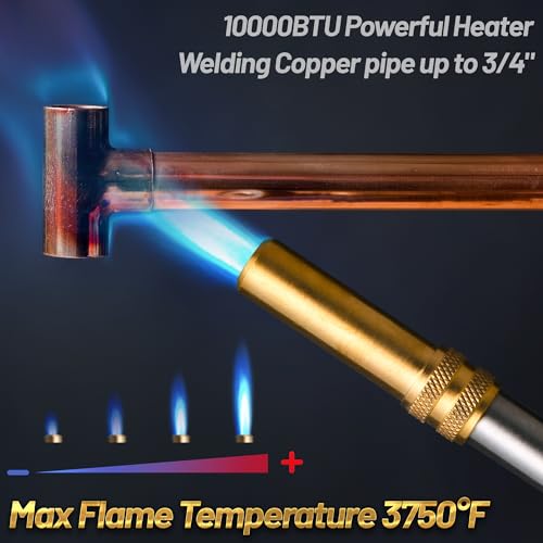 High Intensity Propane Torch Fuel by Propane,Trigger-Start Reach Hose Torch Included Holster, 5FT Hose Torch, Propane Torch Head with Ignition,Soldering Torch Kit(Fuel not included)