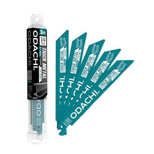 ODACHI Reciprocating Saw Blade Bi-Metal Cobalt Sabre Saw Blades for Heavy Metal Cutting 6-Inch 14TPI 5-Pack