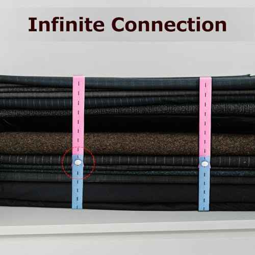 60Pcs Roll-up Clothes Storage Elastic Band, Adjustable Clothing Storage Binding Strap with Button and Buttonholes for Travel Luggage, Drawer, Closet, Mixed