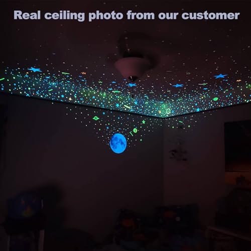 Green Glow in The Dark Ceiling Stars Decor - 633 3D Star Stickers for Nursery & Bedroom