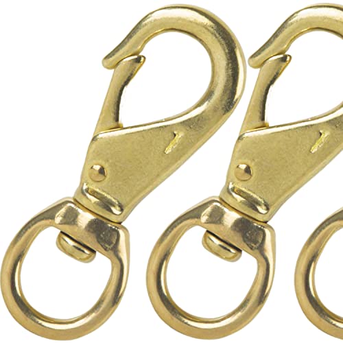 Solid Brass Swivel Snap Hooks Clips 3¼ Inch Heavy Duty Hardware Pack of 4