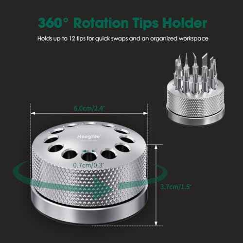 HANGLIFE 900M Soldering Iron Tips with Tip Holder for Hakko, Yihua, Atten, Quick, Ryobi, and More Soldering Stations/Guns - Replacement Solder Tips for Welding Equipment & Accessories (12 pcs)