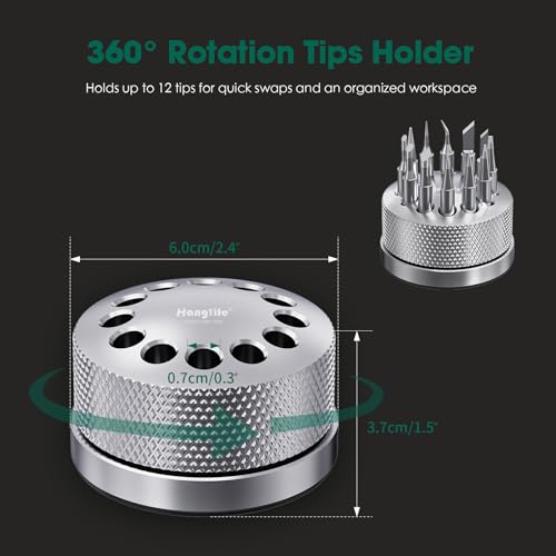 HANGLIFE 900M Soldering Iron Tips with Tip Holder for Hakko, Yihua, Atten, Quick, Ryobi, and More Soldering Stations/Guns - Replacement Solder Tips for Welding Equipment & Accessories (12 pcs)