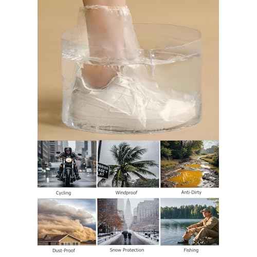 20 PCS Shoe Covers Disposable, Rain Shoe Covers, Shoe Covers for Rain, Waterproof Boot Covers, Disposable Shoe Covers, Non-Slip Outdoor Waterproof Shoe Covers Women and Men (10 Pairs,Clear)