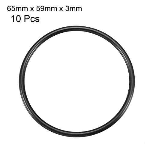 uxcell Nitrile Rubber O-Rings 65mm OD 59mm ID 3mm Width, Metric Sealing Gasket, Pack of 10