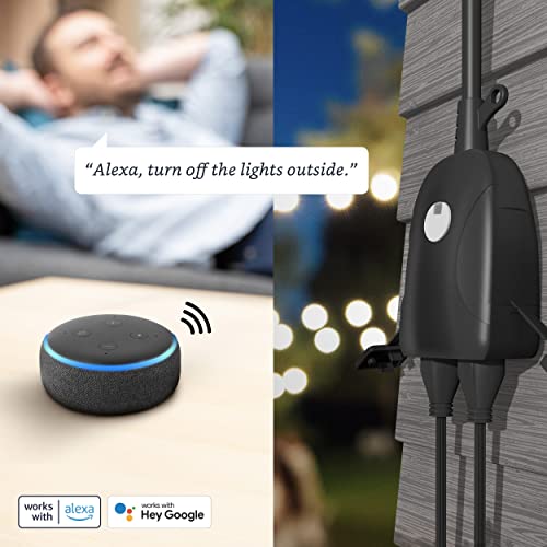 Feit Electric Outdoor Smart WiFi Dual Outlet Wall Plug Black/Outdoor