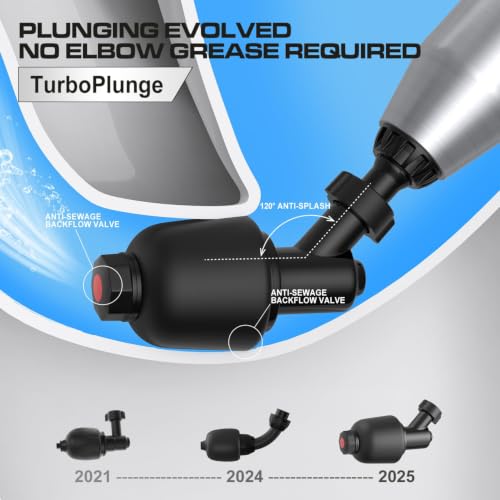 AMPFORCE Ink Black Electric Toilet Plunger High-Pressure Drain Unclogger