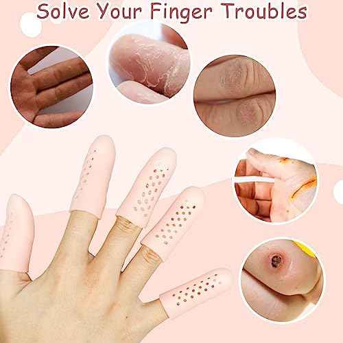 16Pcs Gel Finger Cots with Air Holes, Gel Finger Protectors Finger Covers Protection for Finger Tips, Breathable Finger Covers Finger Caps Gloves Finger Protectors for Wound, Finger Cracking