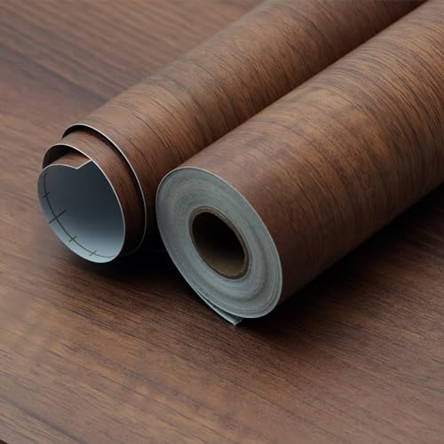 HOLOMEY Walnut Wood Contact Paper 16x78 Inch Peel & Stick Waterproof Vinyl for Cabinets & Countertops