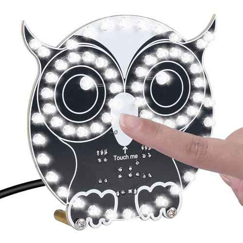 ICSTATION Soldering Learning Kit, Touch Control Owl Light Soldering Project With 3 Light Modes Brightness Adjustment Owl Shaped LED DIY Kit for Beginners School Students Education Christmas Present