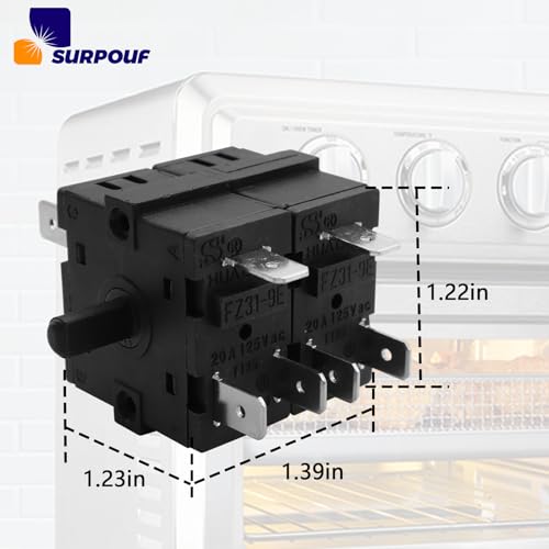 SURPOUF FZ31-9E/FZ31-10 Oven Function Rotary Switch for Cuisinart TOA-60 & Beelicious