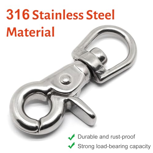 BENLIUDH 2 pcs Silver Stainless Steel 2.56" Trigger Snaps Swivel Hooks