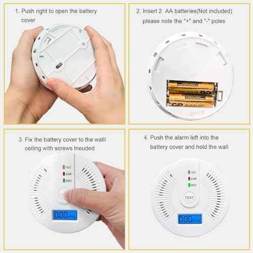 Carbon Monoxide Detector,Replaceable Battery CO Gas Monitor Alarm Detector with Digital LCD Display and Sound Warning for Home,Office(Batteries NOT Included)
