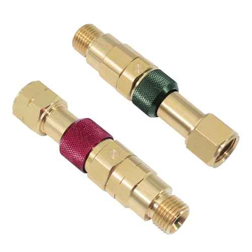 QDB10 Quick Disconnect Kits for Torches with Check Valves, Torch-to-Hose Set, Fuel-Red, Oxy-Green, Brass