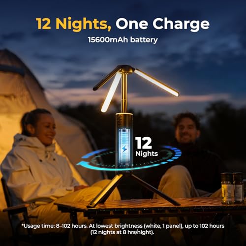 BougeRV Black Telescopic Camping Lantern 15600mAh Rechargeable Bright Flood Light