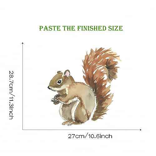 Cute Squirrel Wall Stickers, sacinora Nature Animal Wall Decals Removable Vinyl Peel and Stick for Living Room Bedroom Nursery Children's Room Playroom Art Decorations