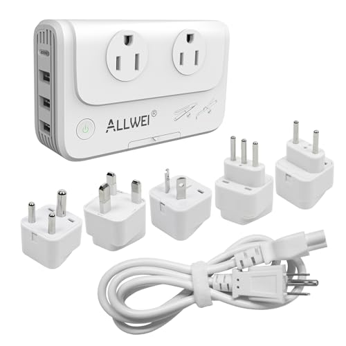 ALLWEI White Travel Voltage Converter 220V to 110V for Worldwide Use