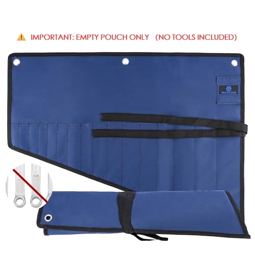 ROCKCOON Blue 16-Pocket Tool Roll Organizer Wrench Pouch Waterproof Durable
