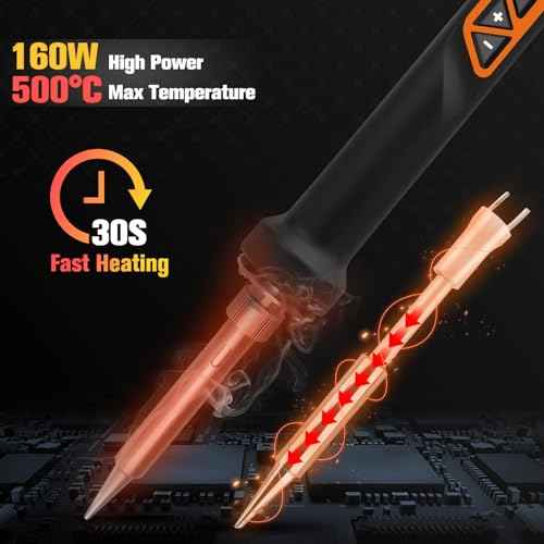 Soldering Iron, 160W High Power Soldering Tool, LED Digital Display Temperature Control Accurate 392¡ÆF-932¡ÆF, with ON/OFF Switch, 3 Iron Tips, Stand,Flux, Automatic Sleep Mode