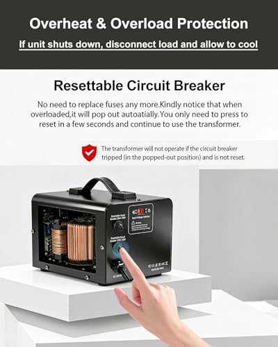 Yinleader 1500W Voltage Converter Transformer 110V/220V Power Adapter