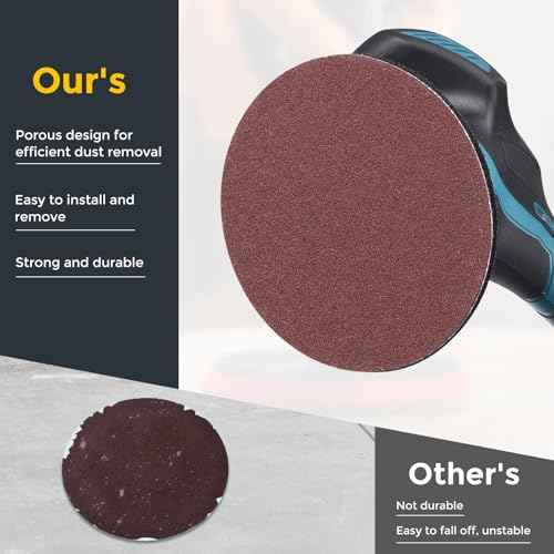 HARFINGTON 100 Pcs 2 Inch Sanding Discs, 320 Grit Hook and Loop Sandpaper, No-Hole Aluminum Oxide Orbital Sander Sandpaper for Woodworking Automotive Metal Polishing, Red