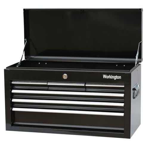 Workington 24" 6-Drawer Portable Metal Tool Chest Cabinet with Ball Bearing Slides - Black