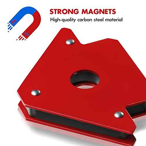 4pcs 3" 25lb Welding Magnet Arrow Welding Magnets and Clamps Magnetic Arrow Welder Metal Working Mig Tools and Equipment 45¡Æ 90¡Æ 135¡Æ Angle Magnet Holder, Red,Black