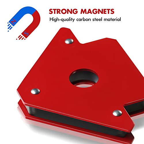 4pcs 3" 25lb Welding Magnet Arrow Welding Magnets and Clamps Magnetic Arrow Welder Metal Working Mig Tools and Equipment 45¡Æ 90¡Æ 135¡Æ Angle Magnet Holder, Red,Black