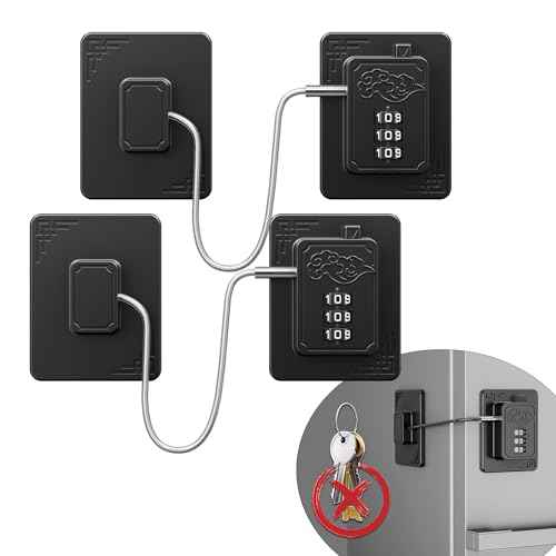 2 Pack Refrigerator Locks with 3 Digit Code, Easy Install Fridge Lock Combination, Premium Freezer Lock, Child Proof Cabinet Locks for Refrigerators, Drawers, Closets, Windows (Black)