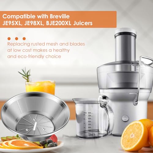 BR-1 Juicer Filter Basket for Breville JE95/JE98/BJE200/BJE510 – 400 Mesh, With Strainer & Screws