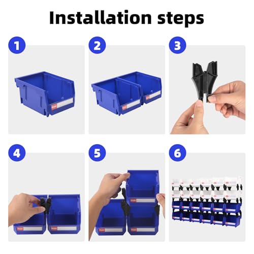 Shineyaplus 24-Pack Stackable Storage Bins 5.32 x 4.14 x 2.99 in with Labels, Blue & Red