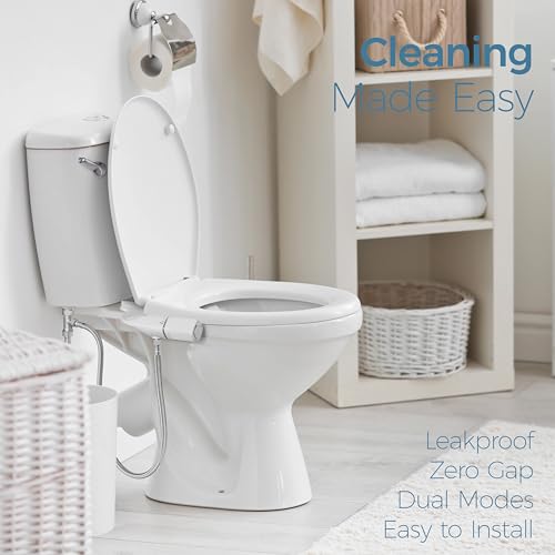 BIGCOW Silver Ultra-Slim Bidet Attachment for Toilet with Dual Nozzles & Adjustable Pressure - Hygienic Bathroom Upgrade