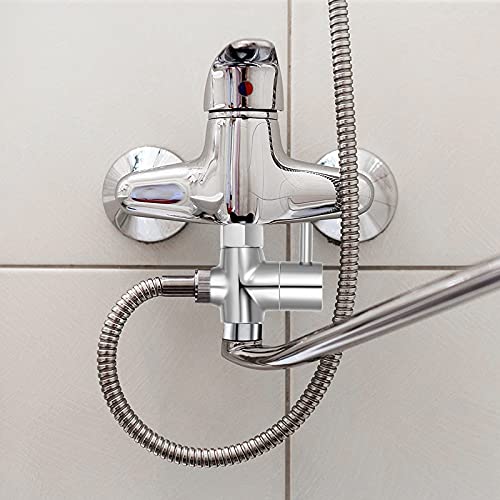 Mathtoxyz Chrome Finish G1/2" 3-Way Shower Diverter Valve for Handheld & Fixed Showerheads