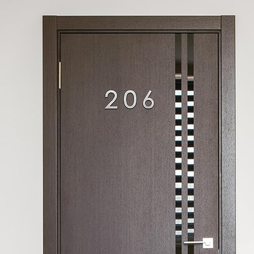 Luiety 3 Inch Modern House Numbers - Brushed Silver Stainless Steel Self-Adhesive Door Address for House, Mailbox, Office (Variation 1)