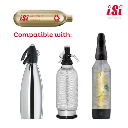 iSi 8.4g CO2 Soda Chargers - 10 Pack for Soda Siphons & Soda Makers