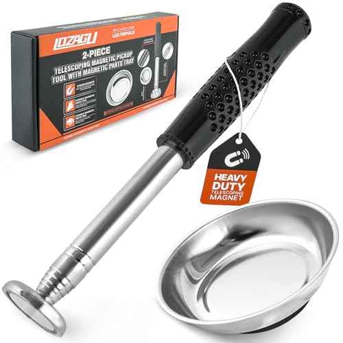 Telescoping Magnetic Pickup Tool with 50lb Pull Force, Magnet Stick Extendable up to 41in, Telescopic Magnetic Pick-Up Tool with Parts Tray