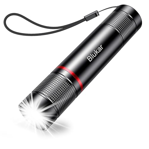 Blukar Rechargeable LED Flashlight - Black, Adjustable Focus, 4 Modes, USB-C