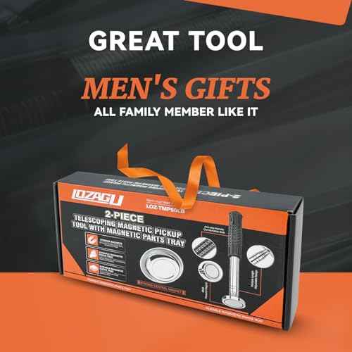 Telescoping Magnetic Pickup Tool with 50lb Pull Force, Magnet Stick Extendable up to 41in, Telescopic Magnetic Pick-Up Tool with Parts Tray