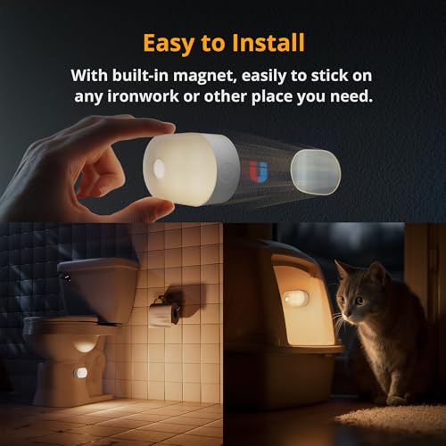 Lyridz Rechargeable Warm White LED Night Light with Motion Sensor - 2 Pack