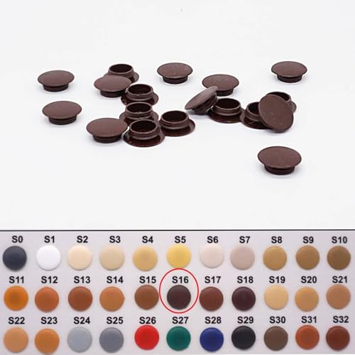 (Pack of 250) Plastic Hole Plugs 35/64" (14 mm) Furniture Hole Plugs Drill Hole Cover Caps Screw Hole Cover Caps, Walnut Dark (S16)